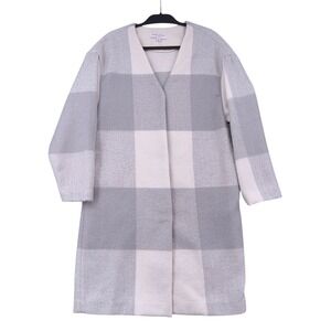 Adam Lippes for Target Plaid Long Button Front Coat Cardigan Women's Size M‎